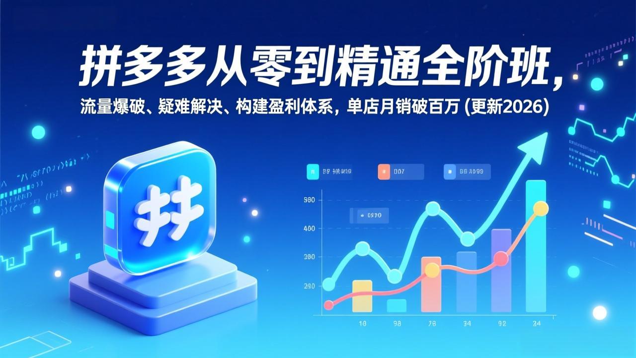 (17148期)拼多多从零到精通全阶班,流量爆破、疑难解决,构建盈利体系,单店月销破百万(更新2026)_豪客资源创业项目网-豪客资源_豪客资源库