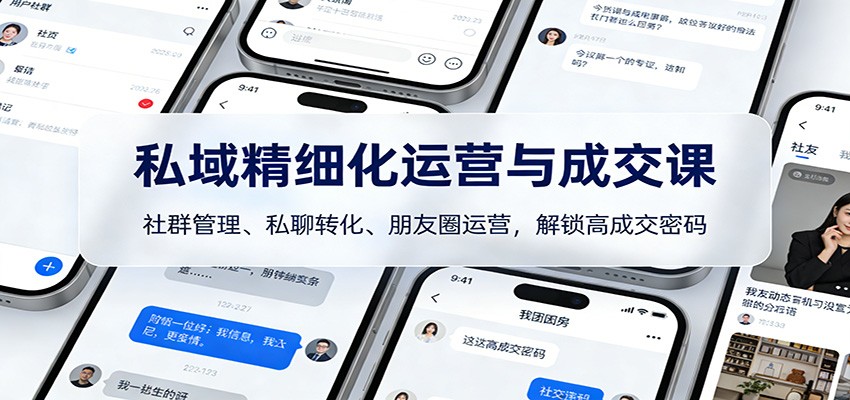 私域精细化运营与成交课:社群管理、私聊转化、朋友圈运营,解锁高成交密码_豪客资源创业网-豪客资源_豪客资源库