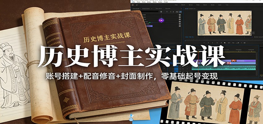 历史博主实战课：账号搭建+配音修音+封面制作，零基础起号变现_豪客资源创业网-豪客资源_豪客资源库