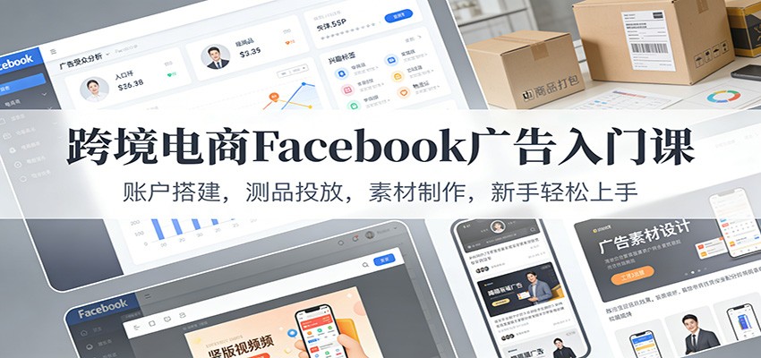 跨境电商Facebook广告入门课:账户搭建,测品投放,素材制作,新手轻松上手_豪客资源创业网-豪客资源_豪客资源库