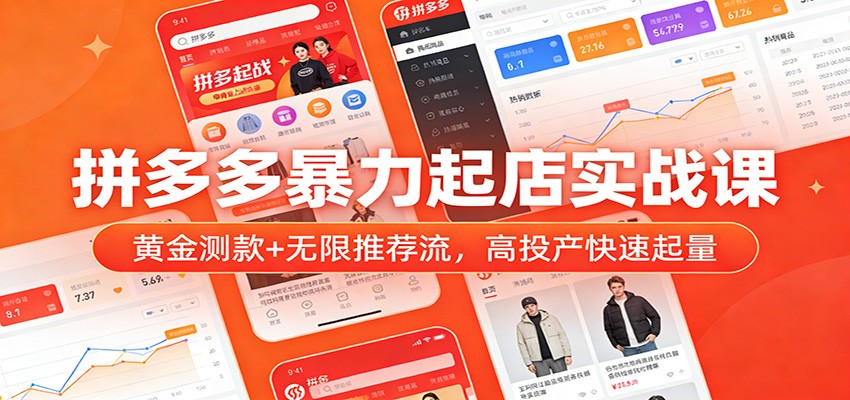 拼多多暴力起店实战课:黄金测款+无限推荐流,高投产快速起量_豪客资源创业网-豪客资源_豪客资源库