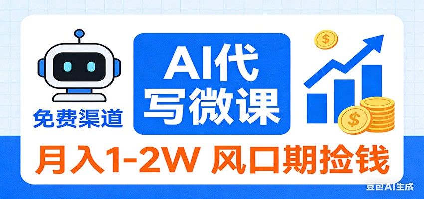 2026告别打工！AI 代写微课，提供免费渠道，月入 1-2W 风口期捡钱_豪客资源创业网-豪客资源_豪客资源库