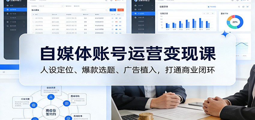 自媒体账号运营变现课:人设定位、爆款选题、广告植入,打通商业闭环_豪客资源创业网-豪客资源_豪客资源库