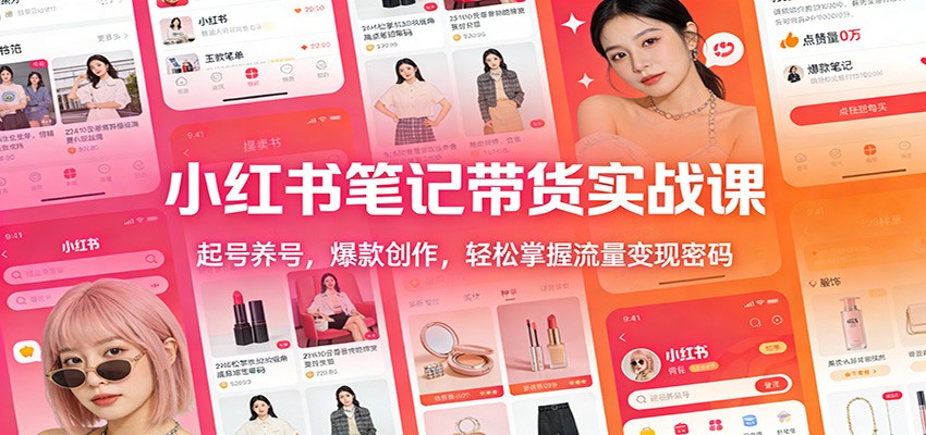 小红书笔记带货实战课:起号养号,爆款创作,轻松掌握流量变现密码_豪客资源创业网-豪客资源_豪客资源库