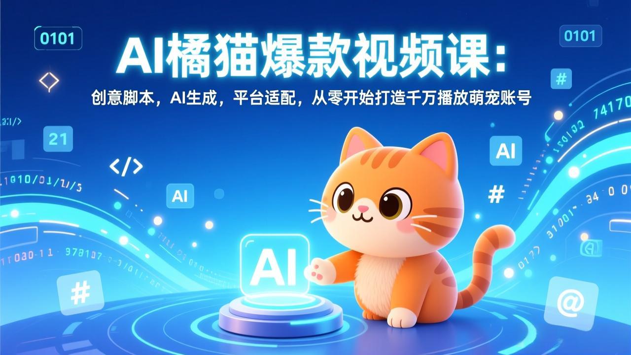 图片[1]-（17091期）AI橘猫爆款视频课：创意脚本，AI生成，平台适配，从零开始打造千万播放萌宠账号_豪客资源创业项目网-豪客资源