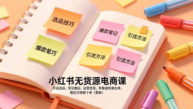（17018期）小红书无货源电商课，开店选品、笔记搬运、运营变现，零基础快速出单，稳定日销数十单（更新）_豪客资源创业项目网-豪客资源_豪客资源库