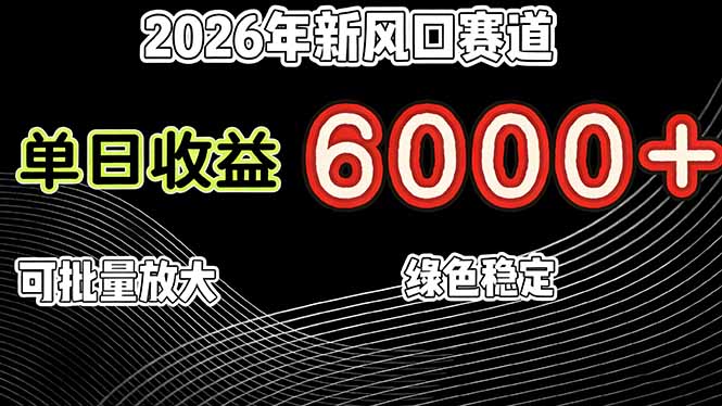 (17135期)2026年新风口赛道,当日6000+以上,可批量放大,月收入20万+,长期绿色稳定的项目_豪客资源创业项目网-豪客资源_豪客资源库