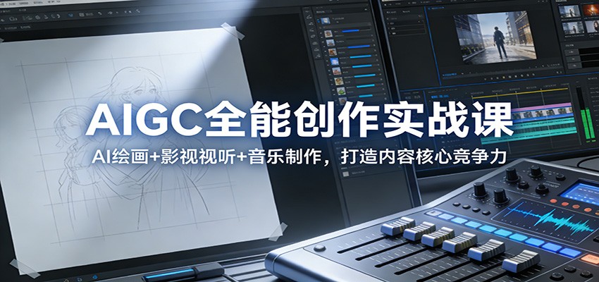 AIGC全能创作实战课：AI绘画+影视视听+音乐制作，打造内容核心竞争力_豪客资源创业网-豪客资源_豪客资源库