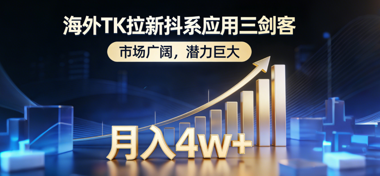 （17242期）海外TK拉新抖系应用三剑客，市场广阔，潜力巨大，月入1w+_豪客资源创业项目网-豪客资源_豪客资源库