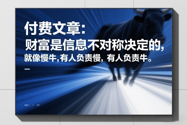 付费文章：财富是信息不对称决定的，就像慢牛，有人负责慢，有人负责牛——豪客资源创业项目网-豪客资源_豪客资源库