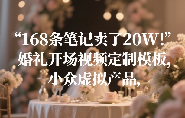 168条笔记卖了20W！婚礼开场视频定制模板，小众虚拟产品——豪客资源创业项目网-豪客资源_豪客资源库