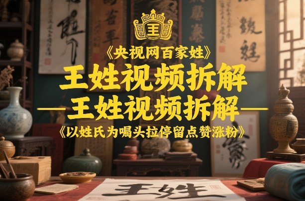 央视网百家姓–王姓视频拆解,以姓氏为噱头拉停留点赞涨粉——豪客资源创业项目网-豪客资源_豪客资源库