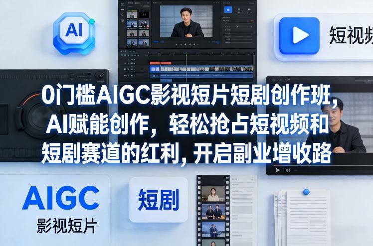 0门槛AIGC影视短片短剧创作班，AI赋能创作，轻松抢占短视频和短剧赛道的红利，开启副业增收路——豪客资源创业项目网-豪客资源_豪客资源库