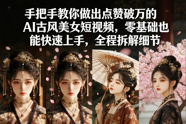手把手教你做出点赞破万的AI古风美女短视频,零基础也能快速上手,全程拆解细节——豪客资源创业项目网-豪客资源_豪客资源库