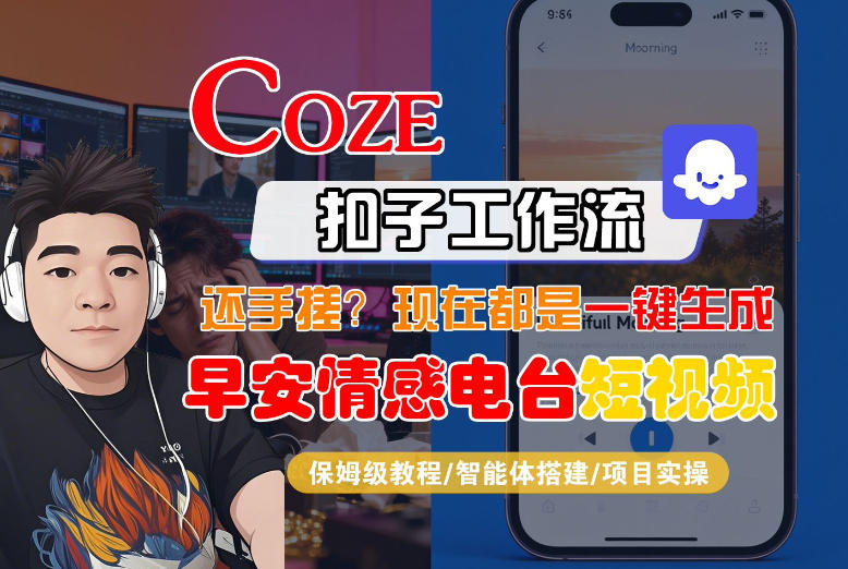 【Coze工作流搭建实操教程】【coze】早安情感电台日签视频还在手动做?用扣子工作流自动生成,省时90%——豪客资源创业项目网-豪客资源_豪客资源库