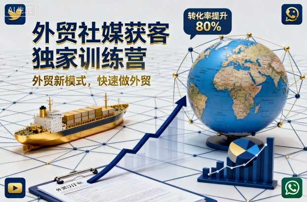 外贸社媒获客独家训练营,外贸新模式,快速做外贸(更新26年2月)——豪客资源创业项目网-豪客资源_豪客资源库