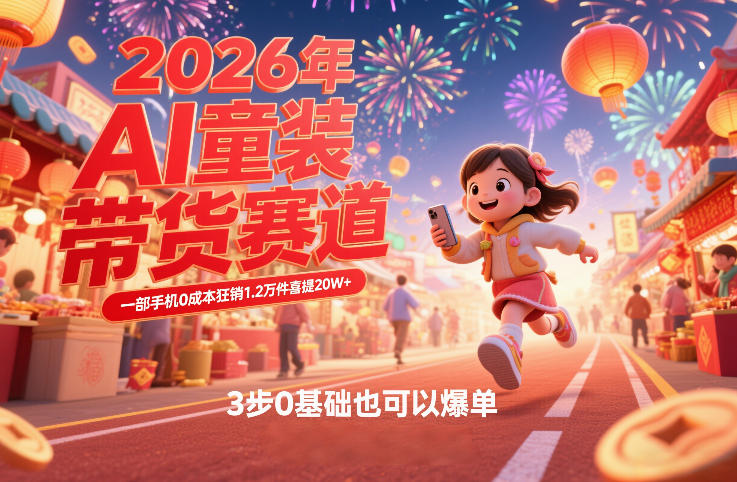 AI童装新春带货赛道,一部手机0成本狂销1.2万件喜提20W+,3步0基础也可以爆单——豪客资源创业项目网-豪客资源_豪客资源库