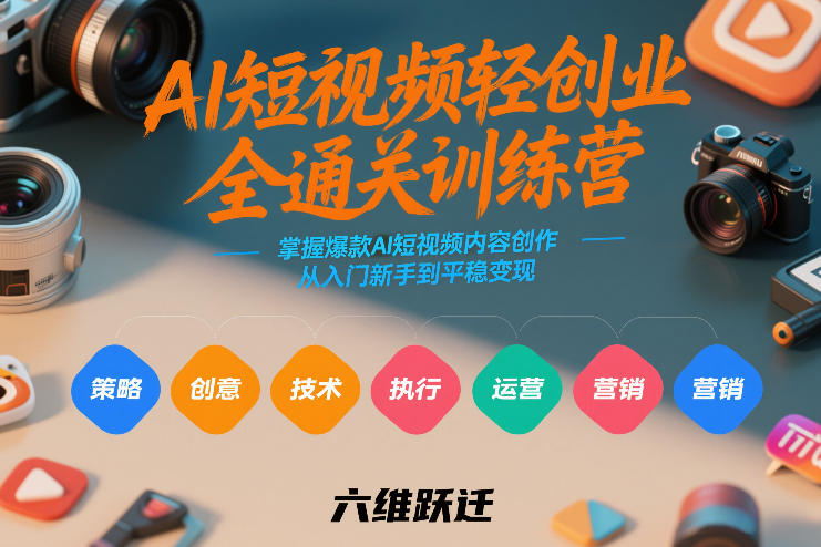 AI短视频轻创业全通关训练营,掌握爆款AI短视频内容创作,从入门新手到平稳变现的六维跃迁——豪客资源创业项目网-豪客资源_豪客资源库