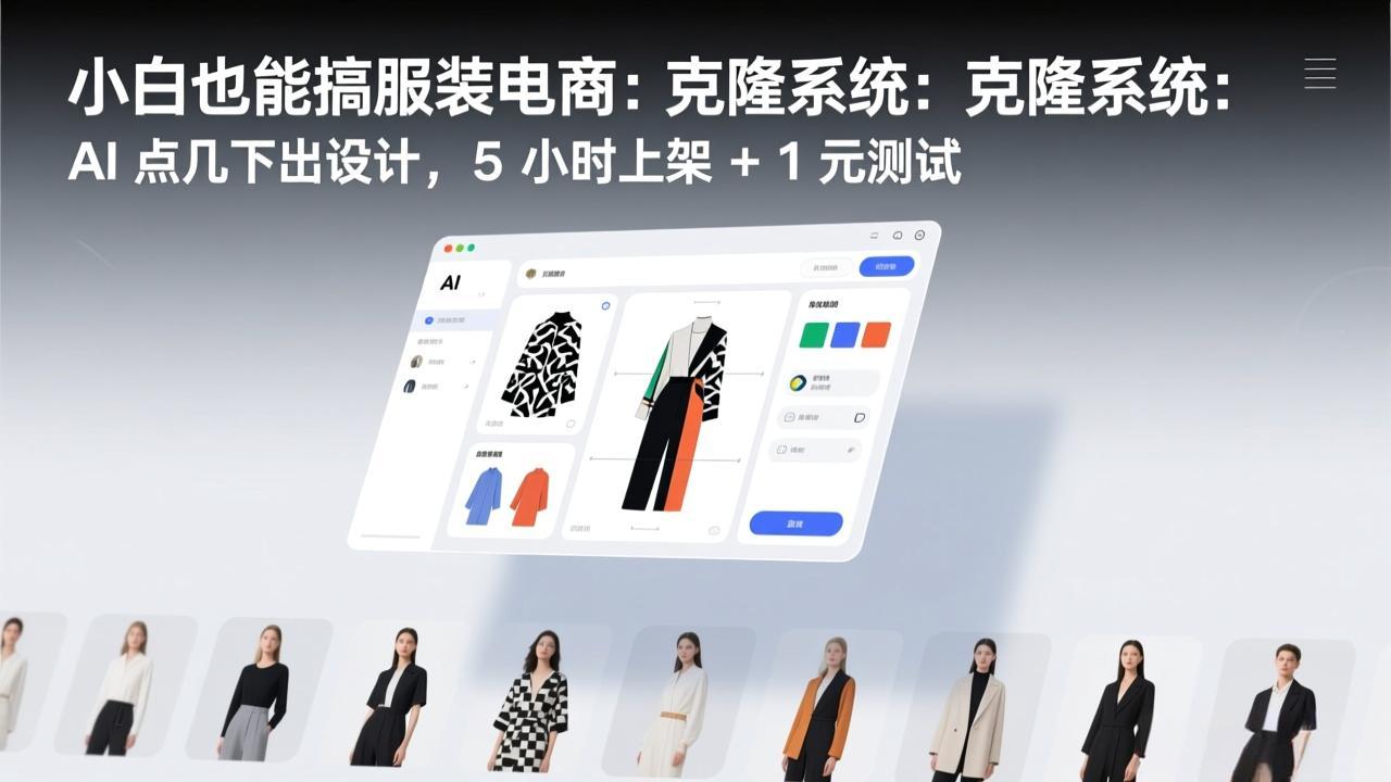 （17411期）小白也能搞服装电商：克隆系统：AI 点几下出设计，5 小时上架 + 1 元测试_豪客资源创业项目网-豪客资源_豪客资源库