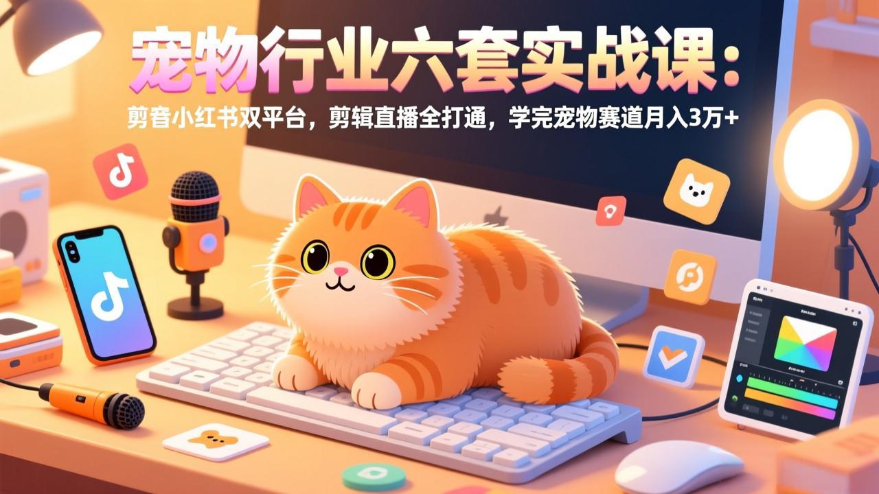 (17411期)宠物行业六套实战课:抖音小红书双平台,剪辑直播全打通,学完宠物赛道月入3万+_豪客资源创业项目网-豪客资源_豪客资源库