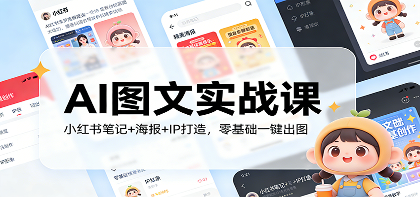 AI图文实战课:小红书笔记+海报+IP打造,零基础一键出图_豪客资源创业网-豪客资源_豪客资源库