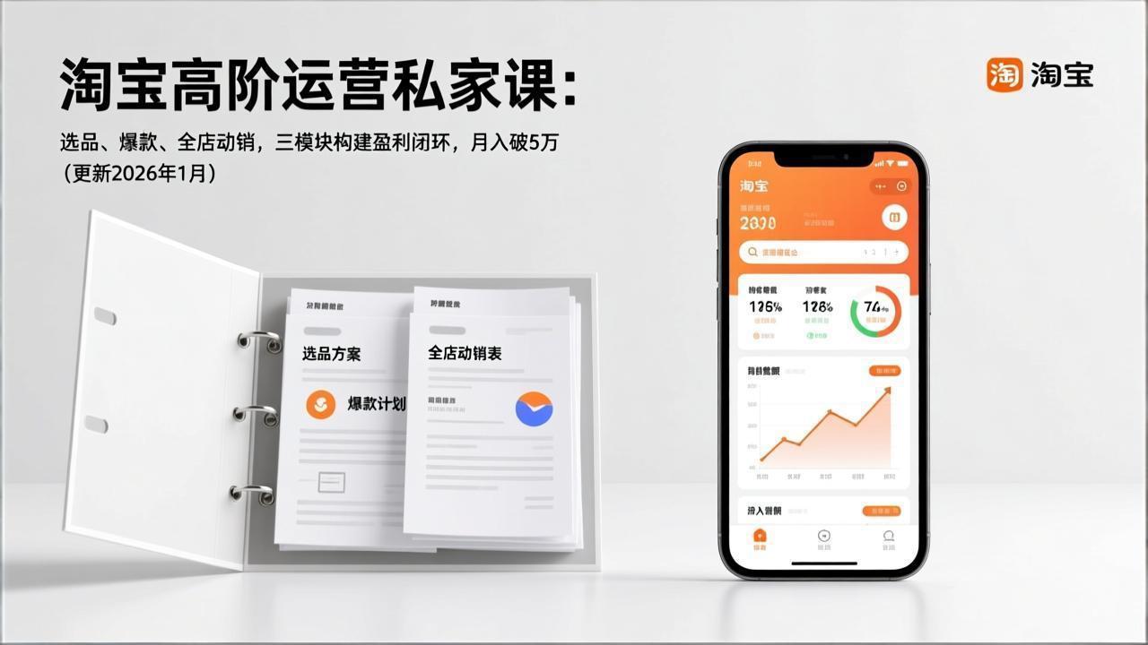 (17280期)淘宝高阶运营私家课:选品、爆款、全店动销,三模块构建盈利闭环,月入破5万(更新26年1月)_豪客资源创业项目网-豪客资源_豪客资源库