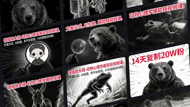 (17376期)情绪放大镜-动物心理学爆款短视频课,文案公式、AI生图、多平台变现,14天复制20W粉_豪客资源创业项目网-豪客资源_豪客资源库