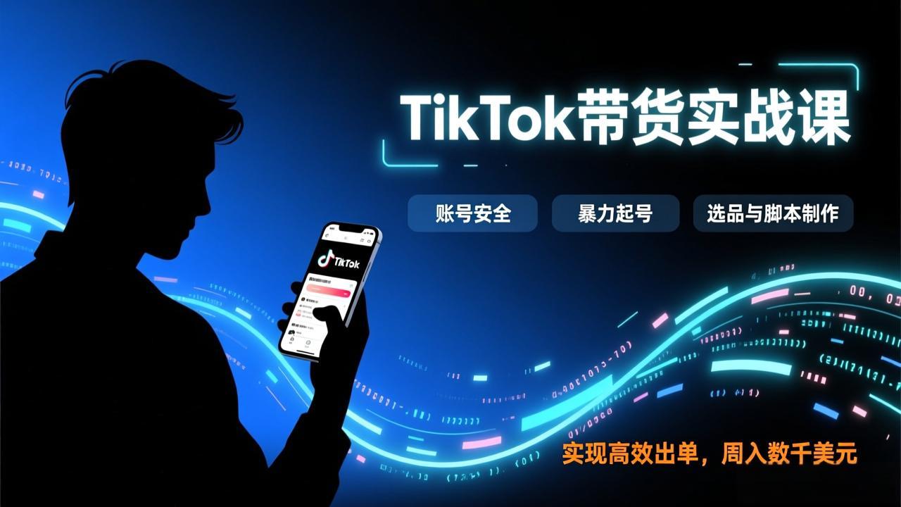 (17278期)TikTok带货实战课,涵盖账号安全、暴力起号、选品与脚本制作,实现高效出单,周入数千美元_豪客资源创业项目网-豪客资源_豪客资源库