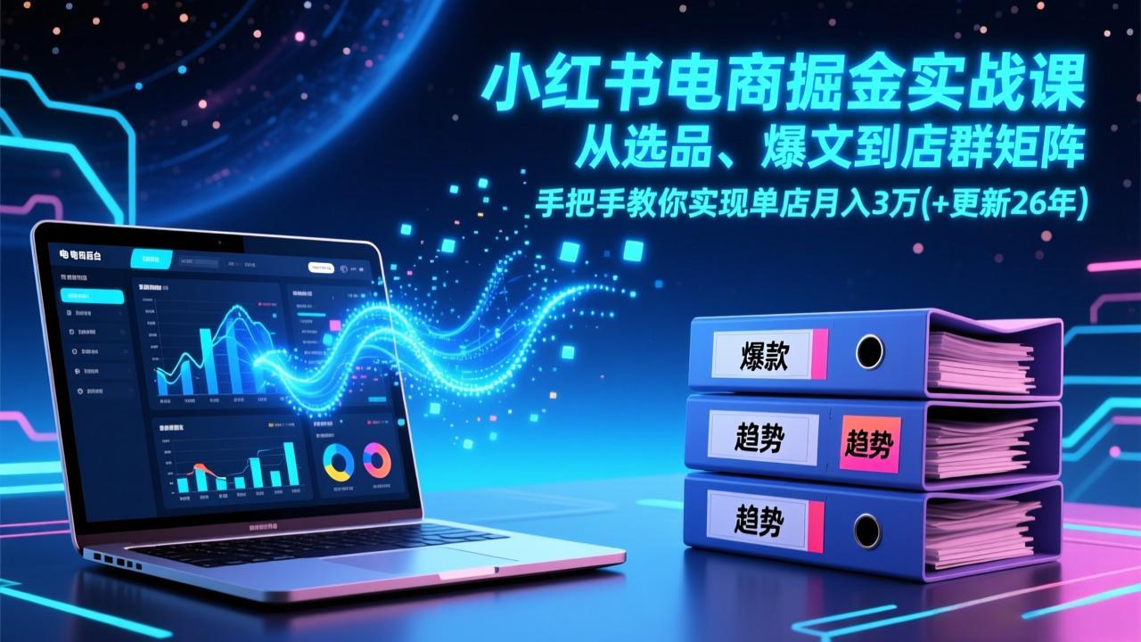 （17290期）小红书电商掘金实战课，从选品、爆文到店群矩阵，手把手教你实现单店月入3万+(更新26年)_豪客资源创业项目网-豪客资源_豪客资源库