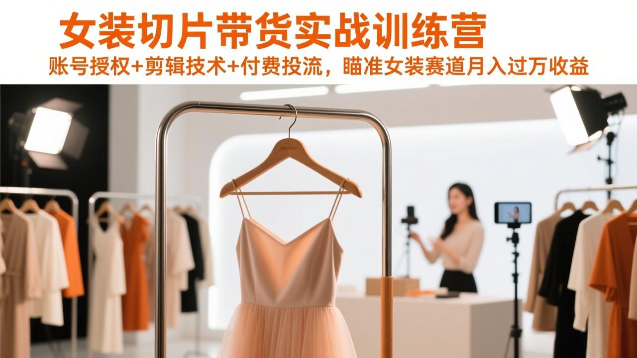 （17357期）女装切片带货实战训练营，账号授权+剪辑技术+付费投流，瞄准女装赛道月入过万收益_豪客资源创业项目网-豪客资源_豪客资源库