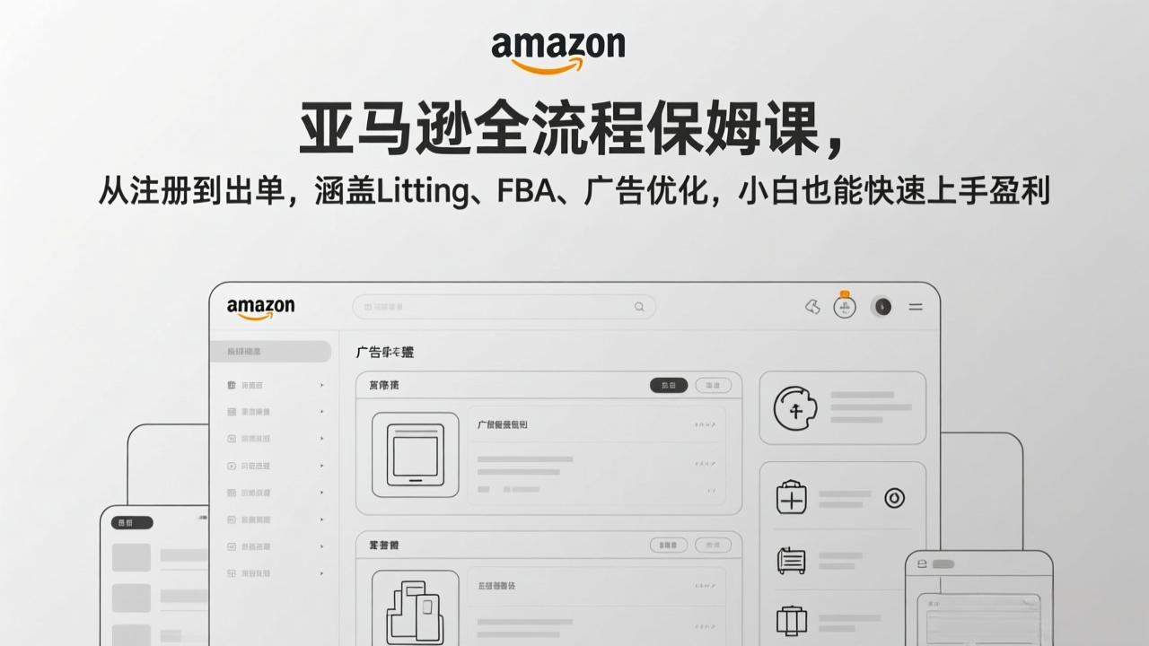 （17293期）亚马逊全流程保姆课，从注册到出单，涵盖Listing、FBA、广告优化，小白也能快速上手盈利_豪客资源创业项目网-豪客资源_豪客资源库