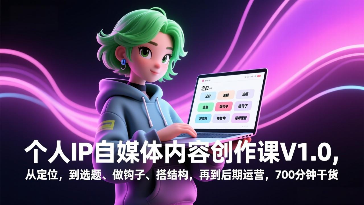 （17331期）个人IP自媒体内容创作课V1.0，从定位，到选题、做钩子、搭结构，再到后期运营，700分钟干货_豪客资源创业项目网-豪客资源_豪客资源库
