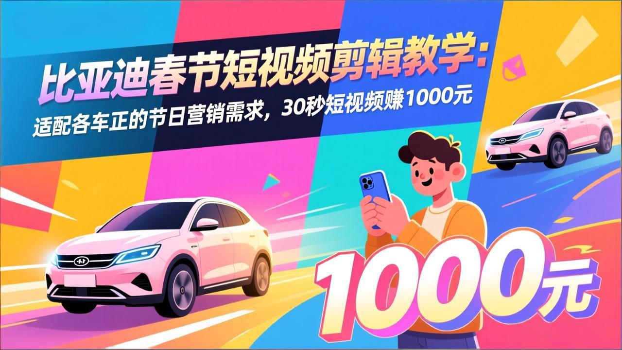 （17320期）比亚迪春节短视频剪辑教学：适配各车企的节日营销需求，30秒短视频赚1000元_豪客资源创业项目网-豪客资源_豪客资源库