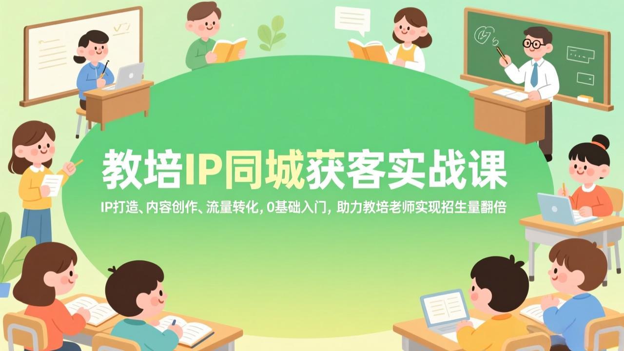 (17341期)教培IP同城获客实战课,IP打造、内容创作、流量转化,0基础入门,助力教培老师实现招生量翻倍_豪客资源创业项目网-豪客资源_豪客资源库