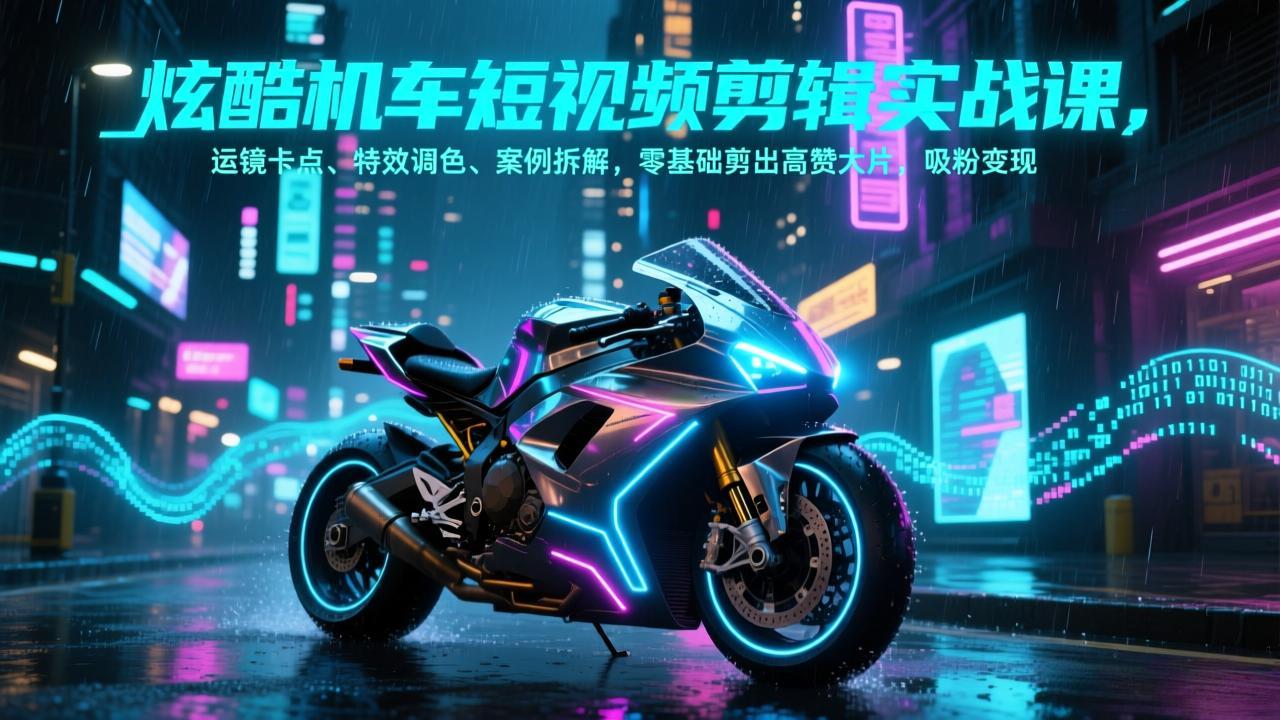(17304期)炫酷机车短视频剪辑实战课,运镜卡点、特效调色、案例拆解,零基础剪出高赞大片,吸粉变现_豪客资源创业项目网-豪客资源_豪客资源库