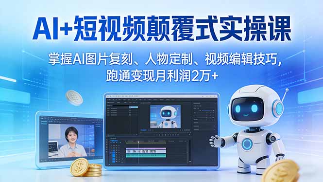 (17454期)AI+短视频颠覆式实操课:掌握AI图片复刻、人物定制、视频编辑技巧,跑通变现月利润2万+_豪客资源创业项目网-豪客资源_豪客资源库