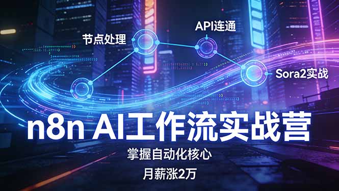 （17458期）n8n AI工作流实战营，节点处理+API连通+Sora2实战，掌握自动化核心月薪涨2万_豪客资源创业项目网-豪客资源_豪客资源库