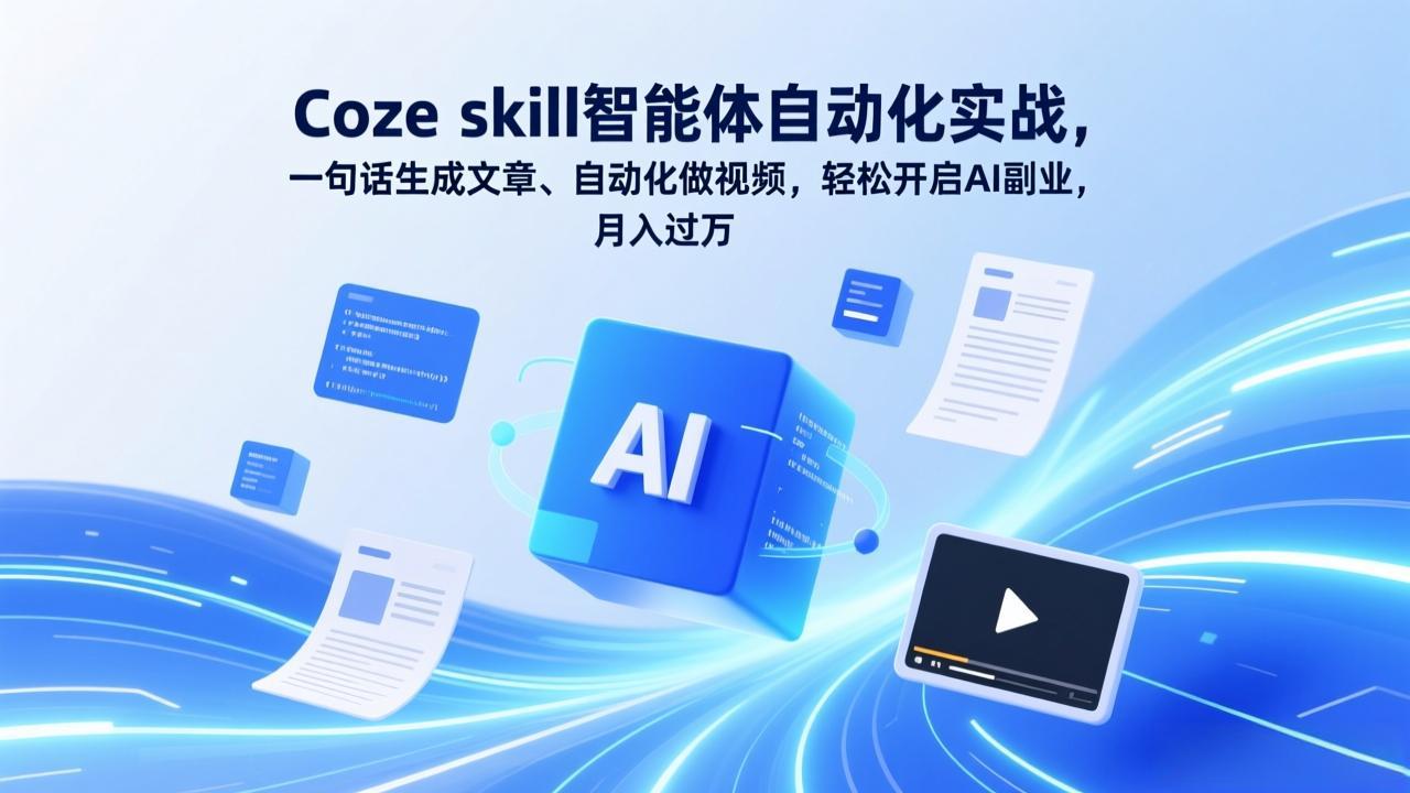 (17399期)Coze skill智能体自动化实战,一句话生成文章、自动化做视频,轻松开启AI副业,月入过万_豪客资源创业项目网-豪客资源_豪客资源库