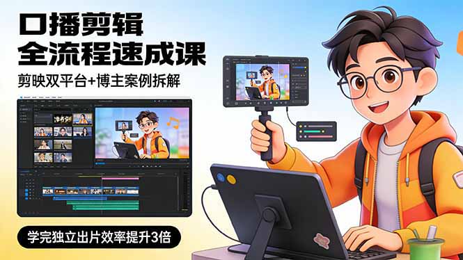 (17420期)口播剪辑全流程速成课,剪映双平台+博主案例拆解,学完独立出片效率提升3倍_豪客资源创业项目网-豪客资源_豪客资源库