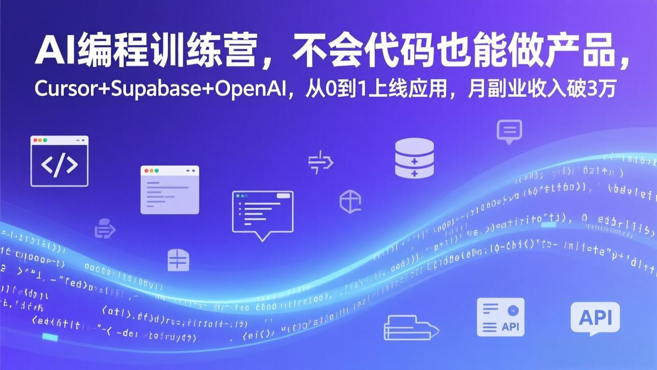 (17388期)AI编程训练营,不会代码也能做产品,Cursor+Supabase+OpenAI,从0到1上线应用,月副业收入破3万_豪客资源创业项目网-豪客资源_豪客资源库