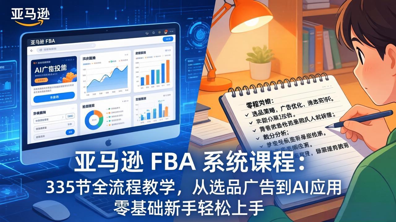 （17744期）亚马逊 FBA 系统课程（更新26年3月）335节全流程教学，从选品广告到AI应用，零基础新手轻松上手_豪客资源创业项目网-豪客资源_豪客资源库