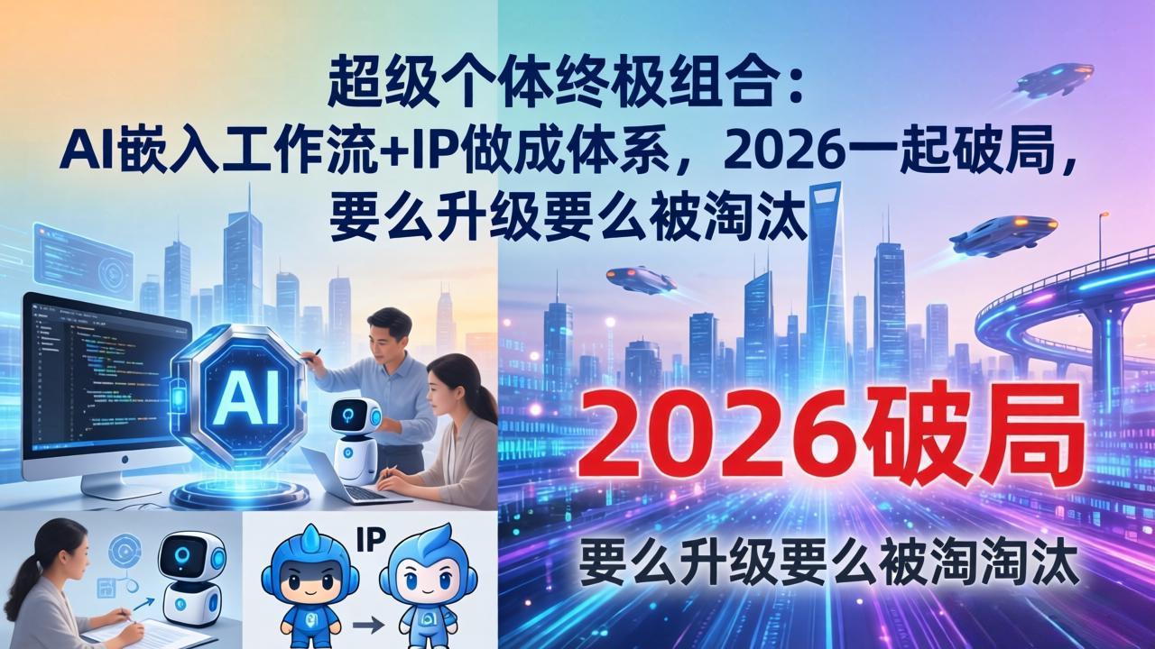 (17789期)超级个体终极组合:AI嵌入工作流+IP做成体系,2026一起破局,要么升级要么被淘汰_豪客资源创业项目网-豪客资源_豪客资源库