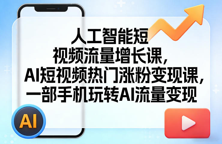 人工智能短视频流量增长课,AI短视频热门涨粉变现课,一部手机玩转AI流量变现——豪客资源创业项目网-豪客资源_豪客资源库