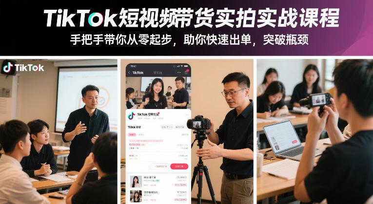 TikTok短视频带货实拍实战课程，手把手带你从零起步，助你快速出单，突破瓶颈——豪客资源创业项目网-豪客资源_豪客资源库