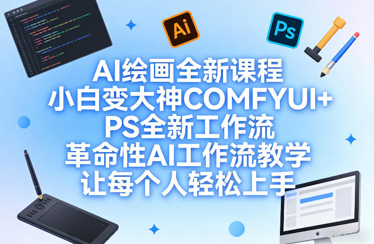 AI绘画全新课程，小白变大神COMFYUI+PS全新工作流，革命性AI工作流教学，让每个人轻松上手——豪客资源创业项目网-豪客资源_豪客资源库
