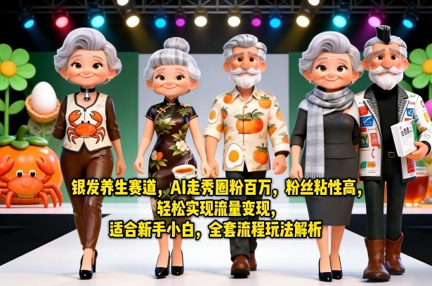 银发养生赛道，AI走秀圈粉百万，粉丝粘性高，轻松实现流量变现，适合新手小白，全套流程玩法解析——豪客资源创业项目网-豪客资源_豪客资源库
