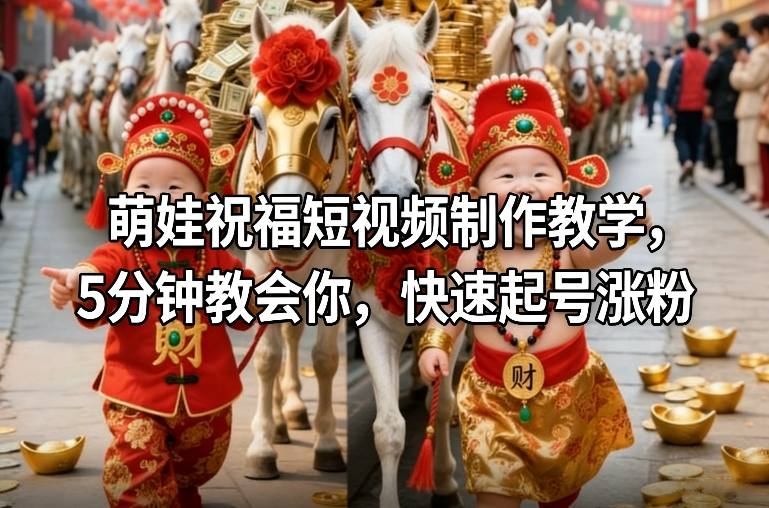 萌娃祝福短视频制作教学,5分钟教会你,快速起号涨粉——豪客资源创业项目网-豪客资源_豪客资源库