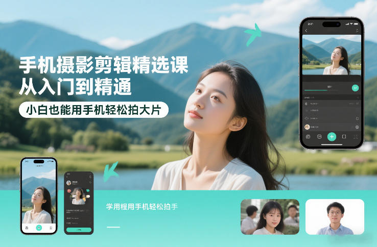 手机摄影剪辑精选课,从入门到精通,小白也能用手机轻松拍大片——豪客资源创业项目网-豪客资源_豪客资源库