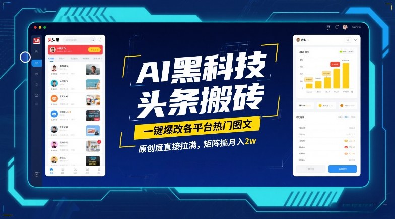 AI黑科技头条搬砖,一键爆改各平台热门图文,原创度直接拉满,矩阵搞月入2W【揭秘】——豪客资源创业项目网-豪客资源_豪客资源库