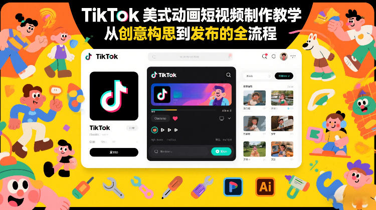 TikTok美式动画短视频制作教学，从创意构思到发布的全流程——豪客资源创业项目网-豪客资源_豪客资源库